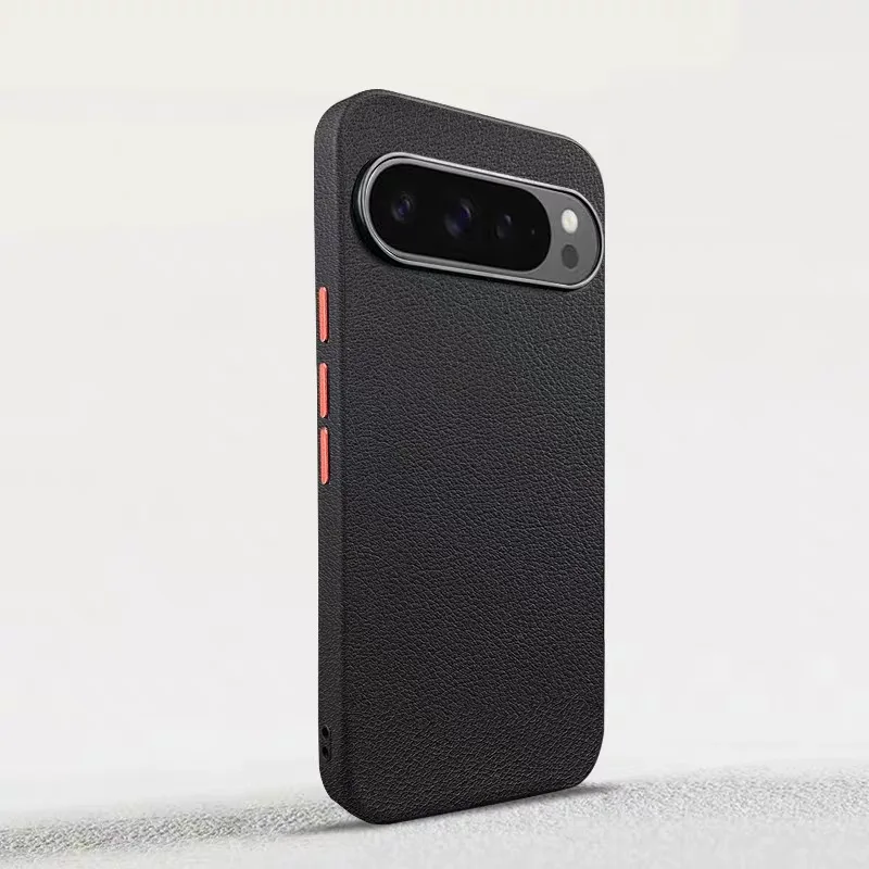 Business Plain Leather Case for Google Pixel 9 10 Pro XL Pixel 9A Aluminium Alloy Independent Button Camera Protection Cover