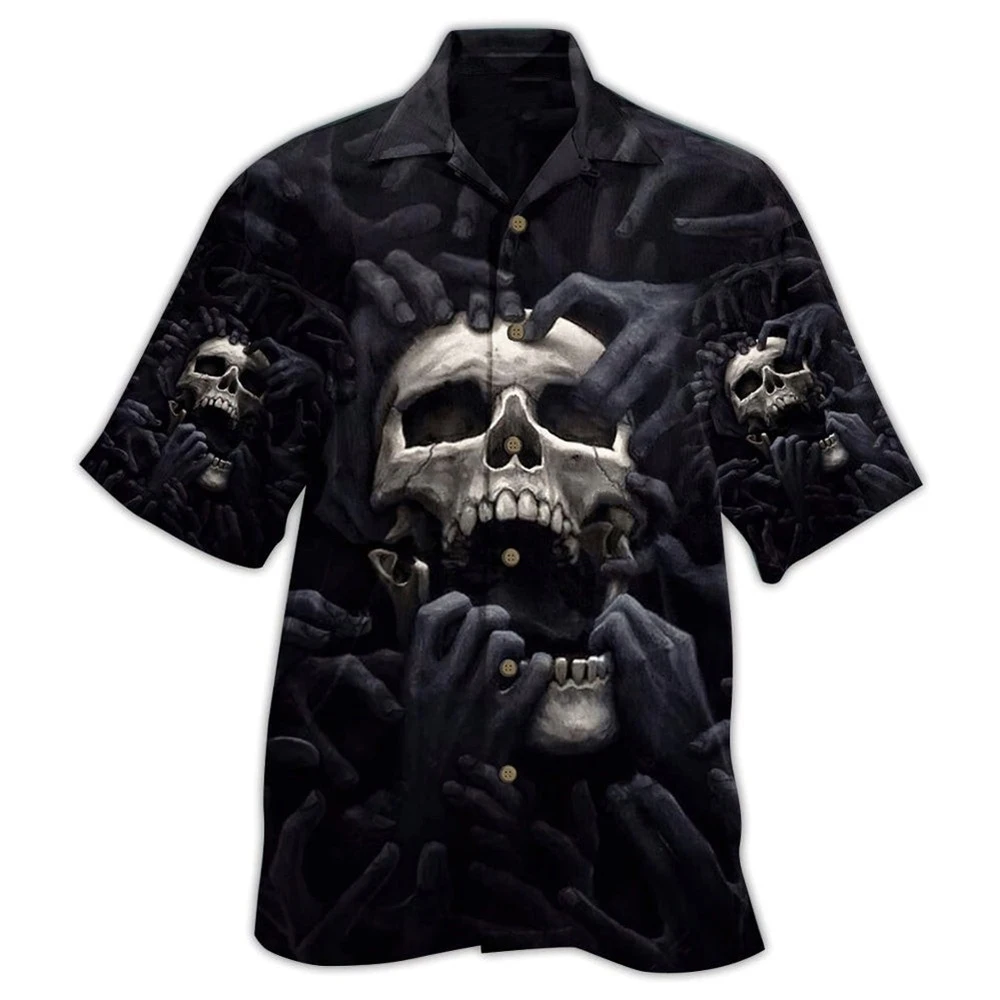 New Horror Skull 3D Print Hawaiian Shirts Men Women Casual Fashion Streetwear Short Sleeve Beach Shirt Tops Blouse Man Clothing