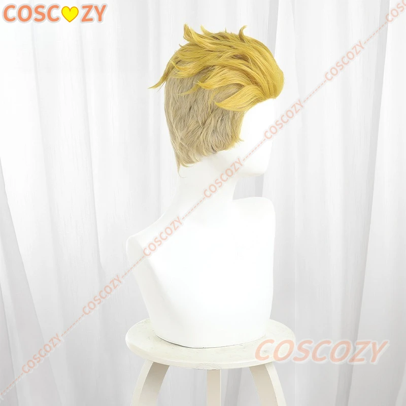 Peluca de Cosplay de Anime Gachiakuta Enjin, pelo corto rubio, limpiadores Akuta, pelo de fibra resistente al calor, fiesta de Halloween para mujeres y hombres