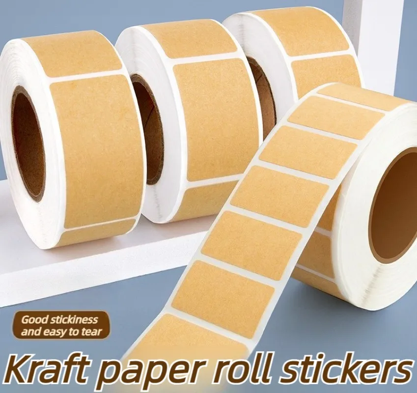 260-800pcs Kraft Paper Stickers Rolls of Self-adhesive Stickers Can be Handwritten Classification Packaging Note