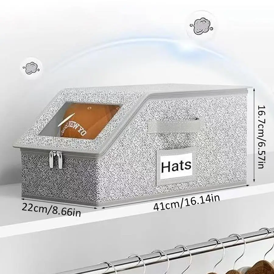1pc Baseball Cap Storage Bin, with Handle, Fabric Organizer Case, Ideal for Peaked Cap Storage, Cabinet Neat Layout, Sorting XJM