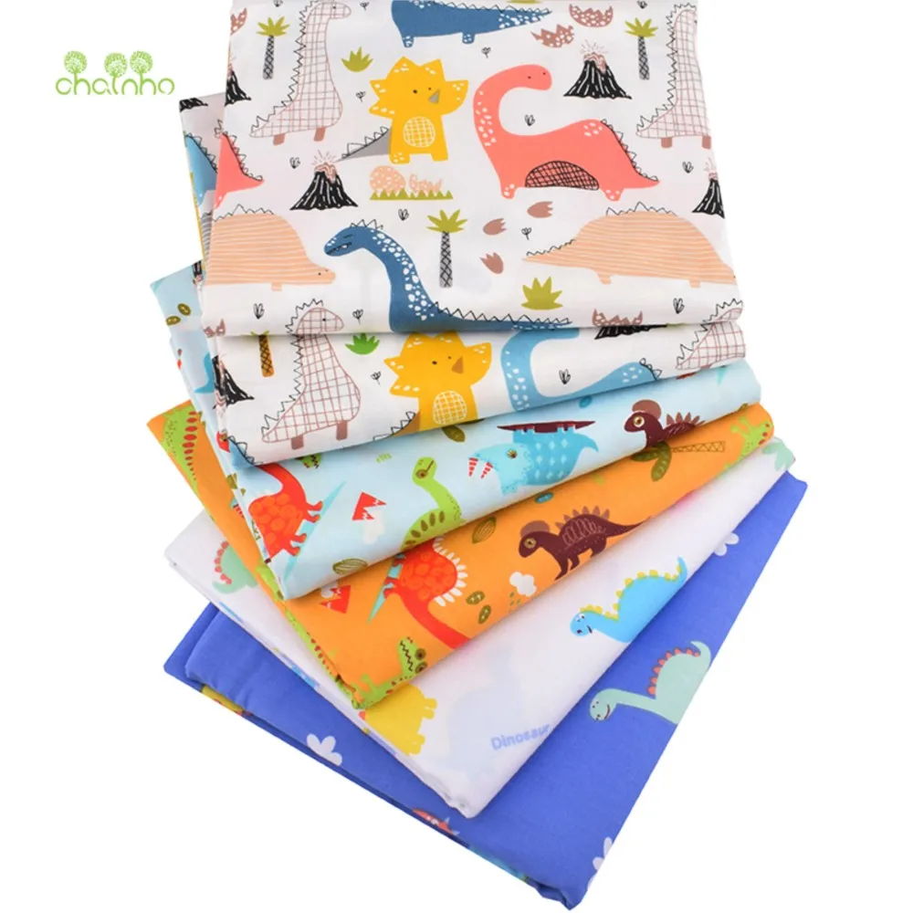 Chainho,Printed Twill Cotton Fabric,Patchwork Clothe,DIY Sewing & Quilting Material,14 Design Dinosaur Series,3 Size,QC349