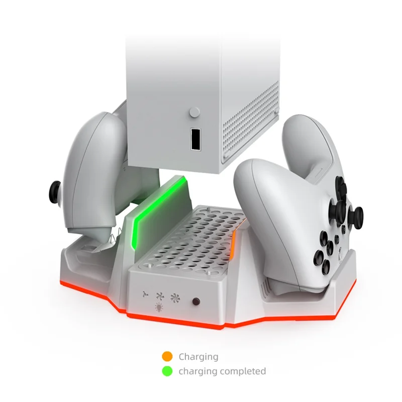 

For Series S RGB Vertical Cooling Fan Stand With Dual Controller Charger Battery Pack Charging Dock