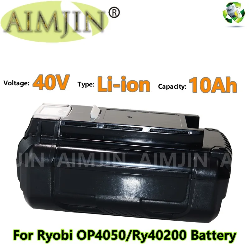 40V 10.0Ah Li-Ion Rechargeable For Ryobi RY40502 RY40200 40 V Cordless Power Tools Battery OP4050 OP4026 OP40401