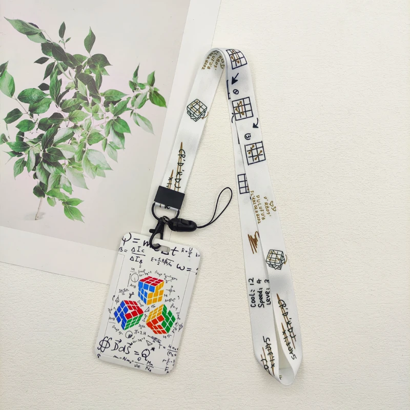 Mathe-Spiel Ausweishalter Lanyards Gleichungs-Türkartenhalter Umhängeband Rubik's Cube Enthusiast Schlüsselanhänger Ausweis – Detail 15