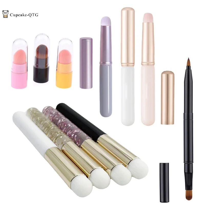 1 個丸頭リップブラシ化粧ブラシ口紅スマッジブラシミニチークブラシ