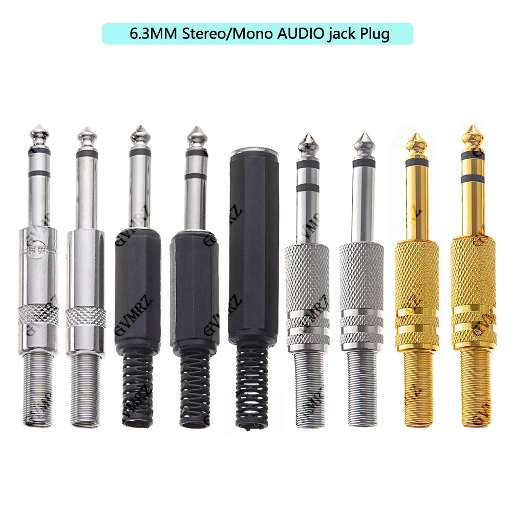 5PCS 6.3MM Stereo/Mono AUDIO Jack Plug Male Connector Welding Line HeadPhone Stereo 1/4' 6.35mm 6.3 Socket
