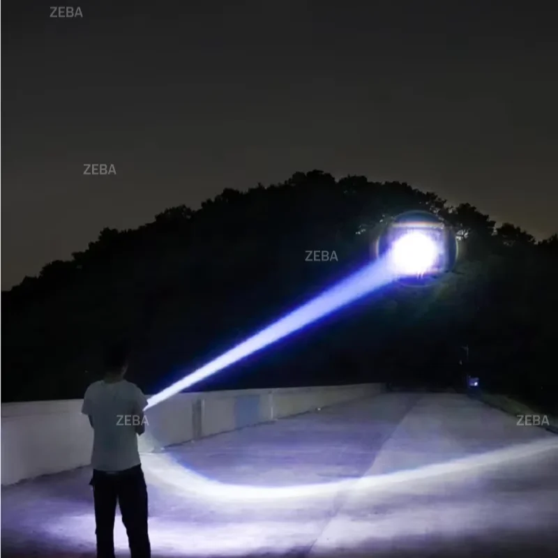 超高輝度・長距離照射（3500m）対応、高出力led懐中電灯、usb充電式、超強力、アウトドア用ハイキングランタン。