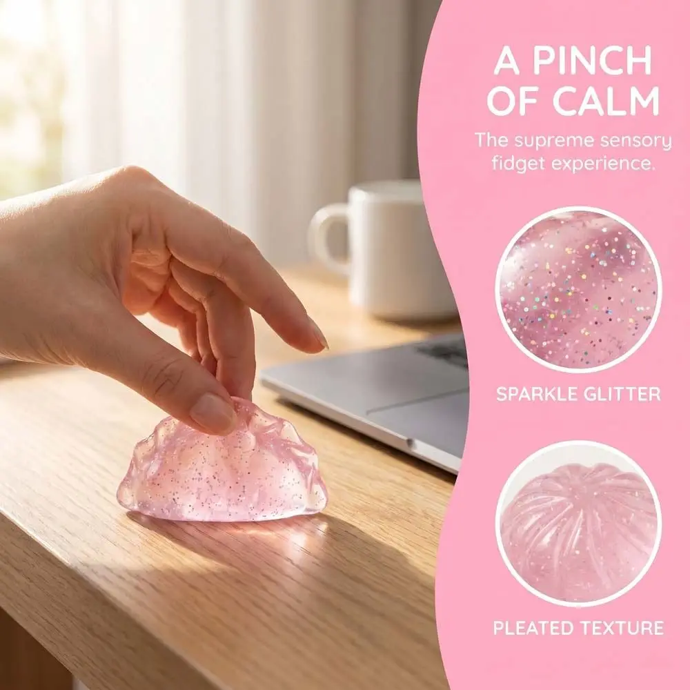 24pcs/set Soft Cute Mini Dumplings Squishy Food Shape With Steamer Squishy Crystal Bun Squeezable Pinch Fidget Sensory