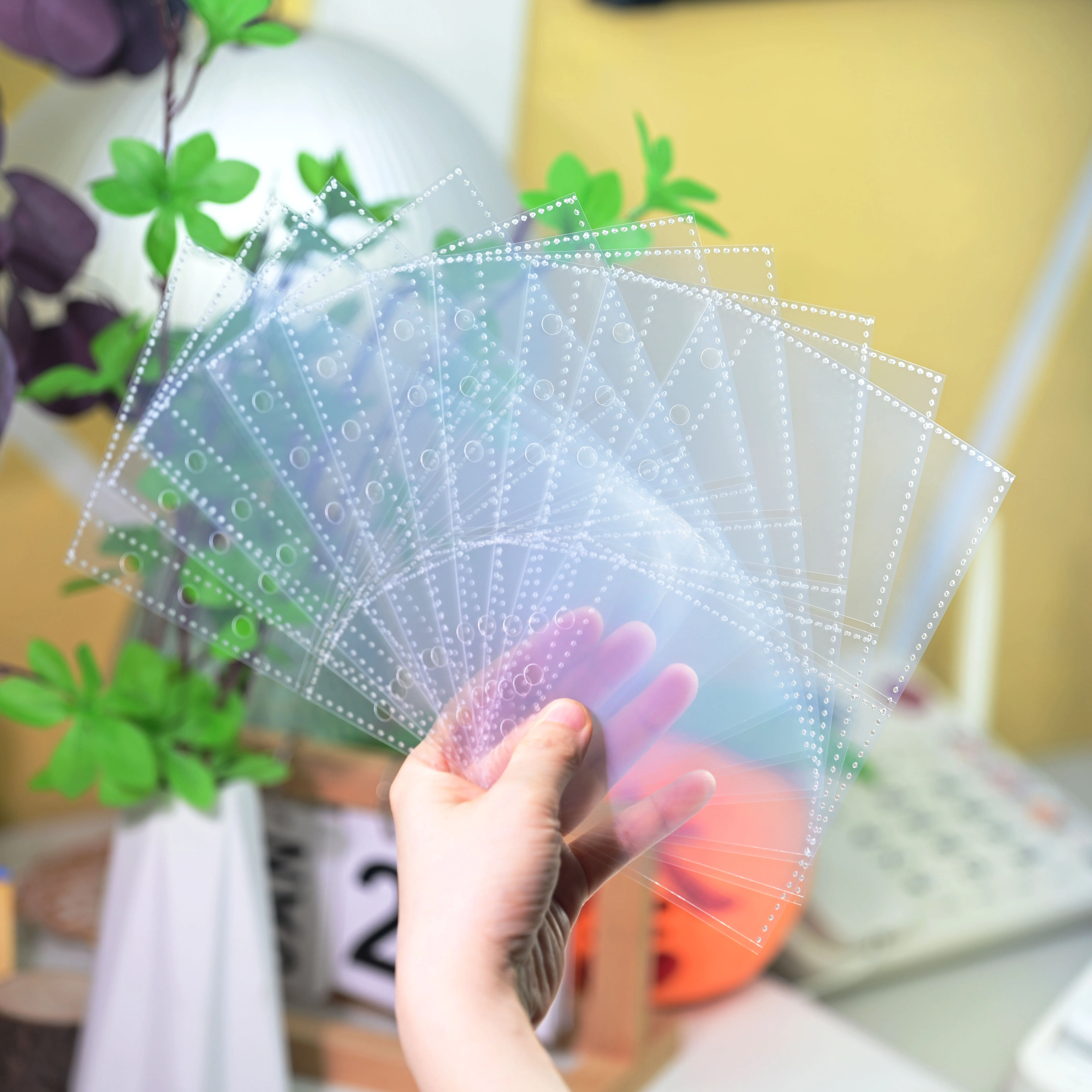 10Pcs A6 6 Hole Clear Photo Card Sleeves, Single Pocket / 2 Pockets Loose Leaf Refill Pages, Transparent PVC Binder Inserts for