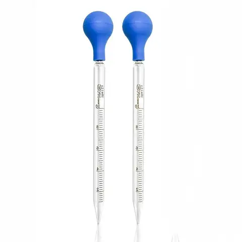 2 szt. Przezroczysta szklana pipeta z podziałką z 1 szt. szczoteczki do czyszczenia, pipeta miarowa, pipety kroplowe 10 ml