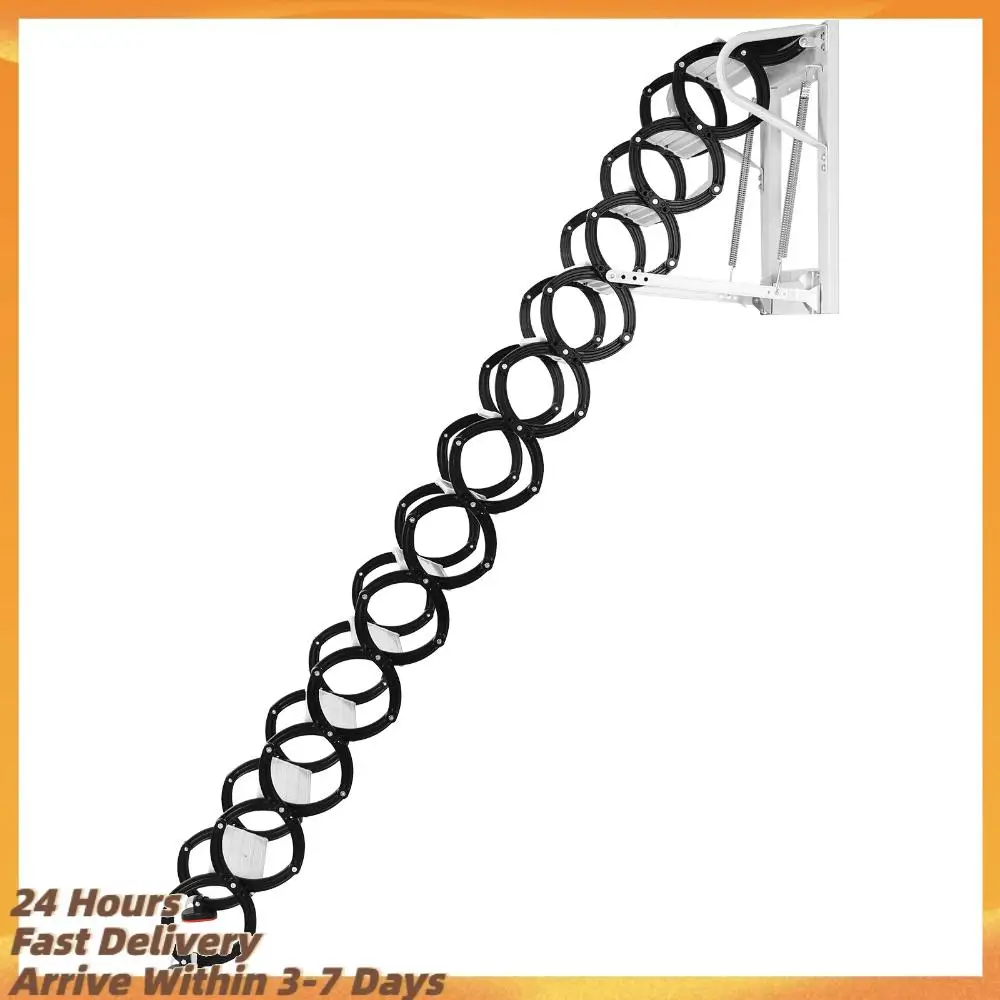 

12 Steps Pulldown Attic Ceiling Ladder Stairs Up To 600lbs Invisible Telescoping Attic Stairs with Anti-Slip Steps 11.2ft