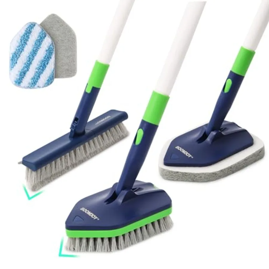 

4 in 1 Shower Cleaning Brush 58" Extendable Tub and Tile Scrubber Set Grout Brush with Long Handle Shower Tile Floor Scrubber f