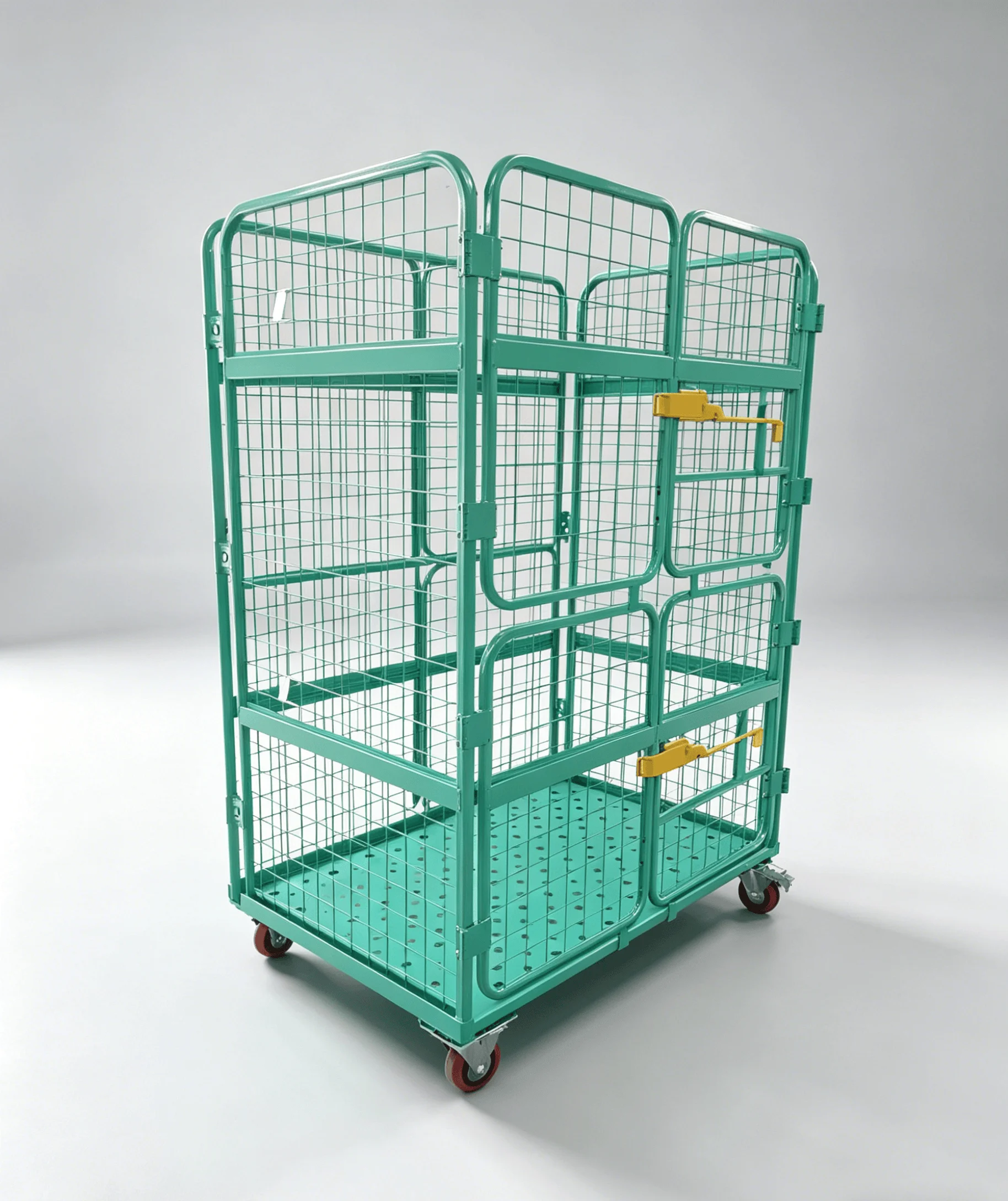 Industrial Hot-Dip Galvanized 1000kg Z-Base Roll Cage With Tow Bar For Heavy Duty Material Handling
