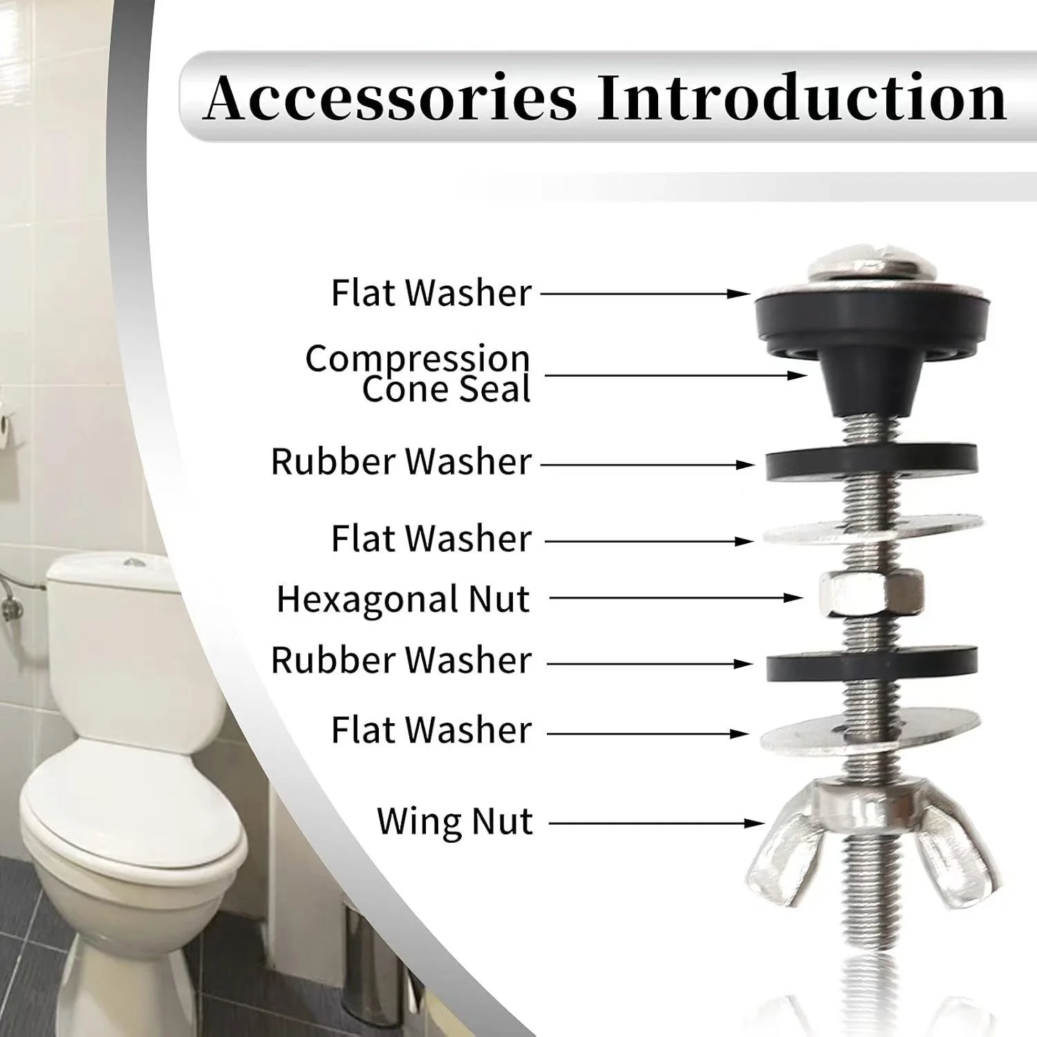 2/4PCS 304 Stainless Steel Toilet Tank Bolts Kit M6 Corrosion Resistant Universal Fitting For Tank Bowl Connection Easy Repair