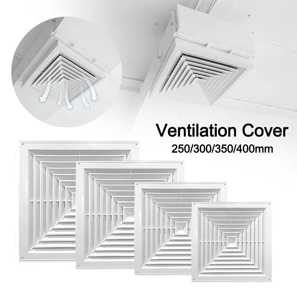 New Plastic Air Vent Grille White Square Duct Heating Vents With Flaps Silent Operation Ventilation Cover Ceiling Mount