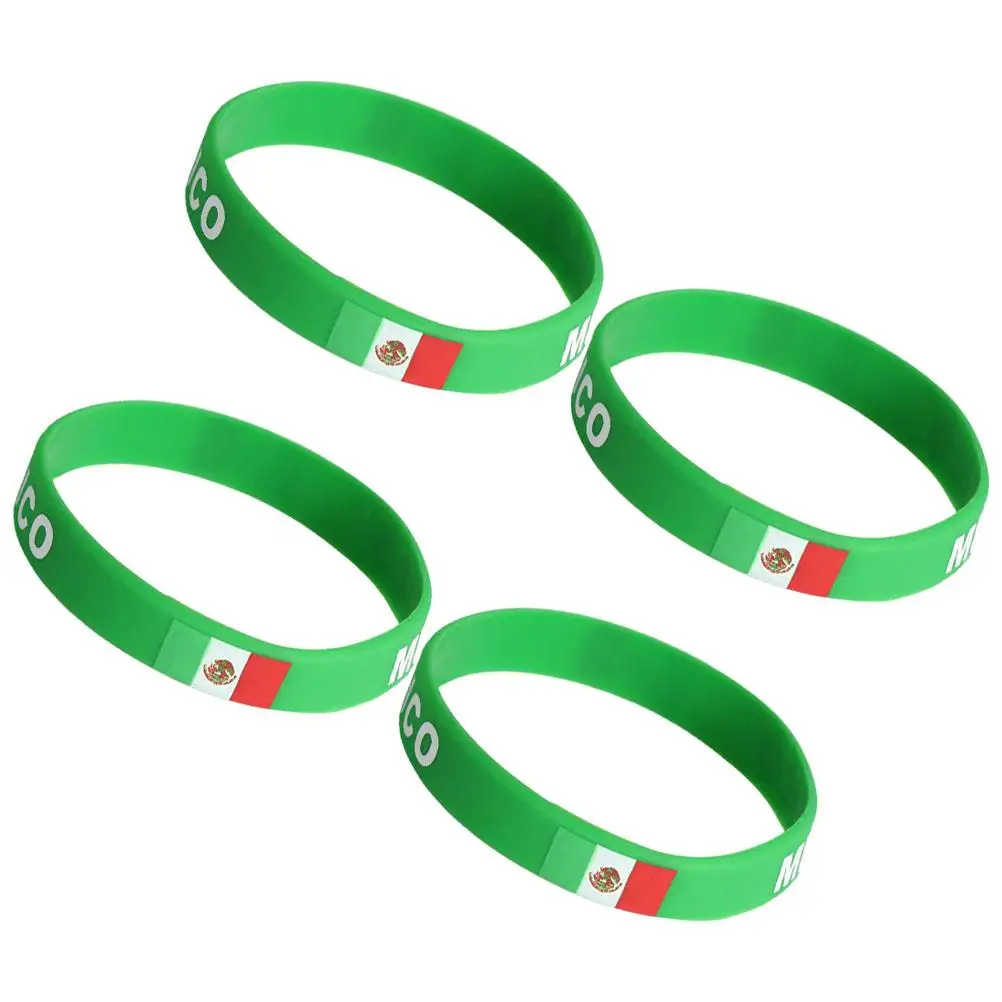 

4 Pcs Wristbands Durable National Flag Print Adjustable Size Soccer Silicone Flag Bracelet Country Football Bracelets
