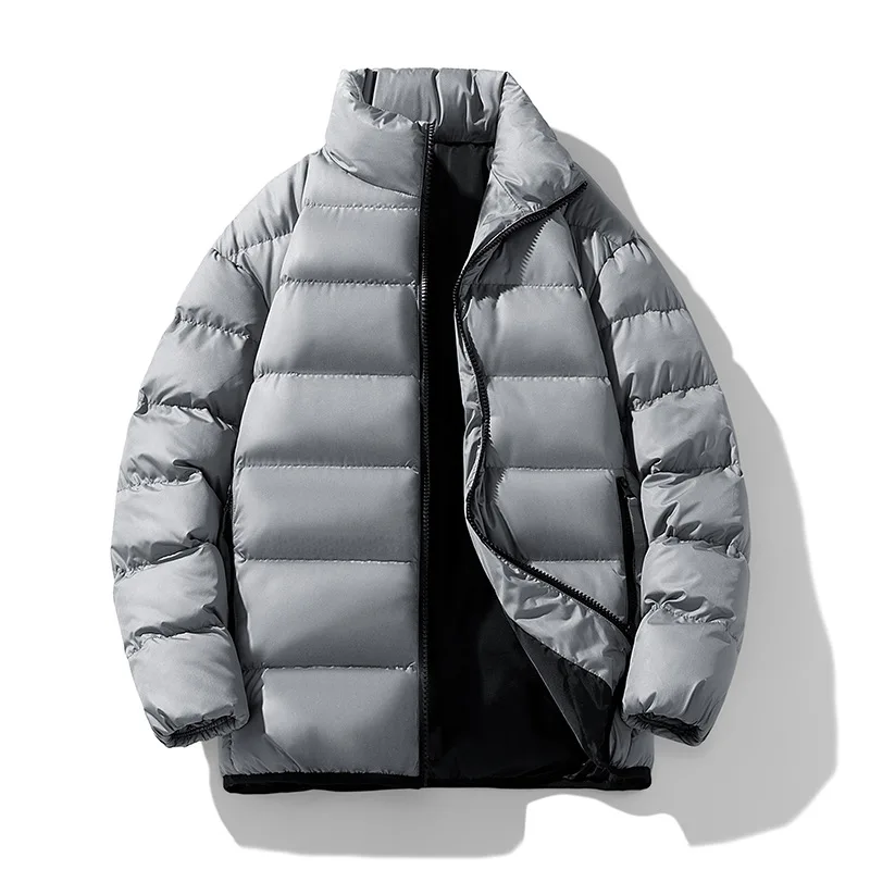 Новые модные парки с американскими кошками, зимние мужские однотонные утепленные бархатные повседневные модные простые куртки на молнии с воротником-стойкой