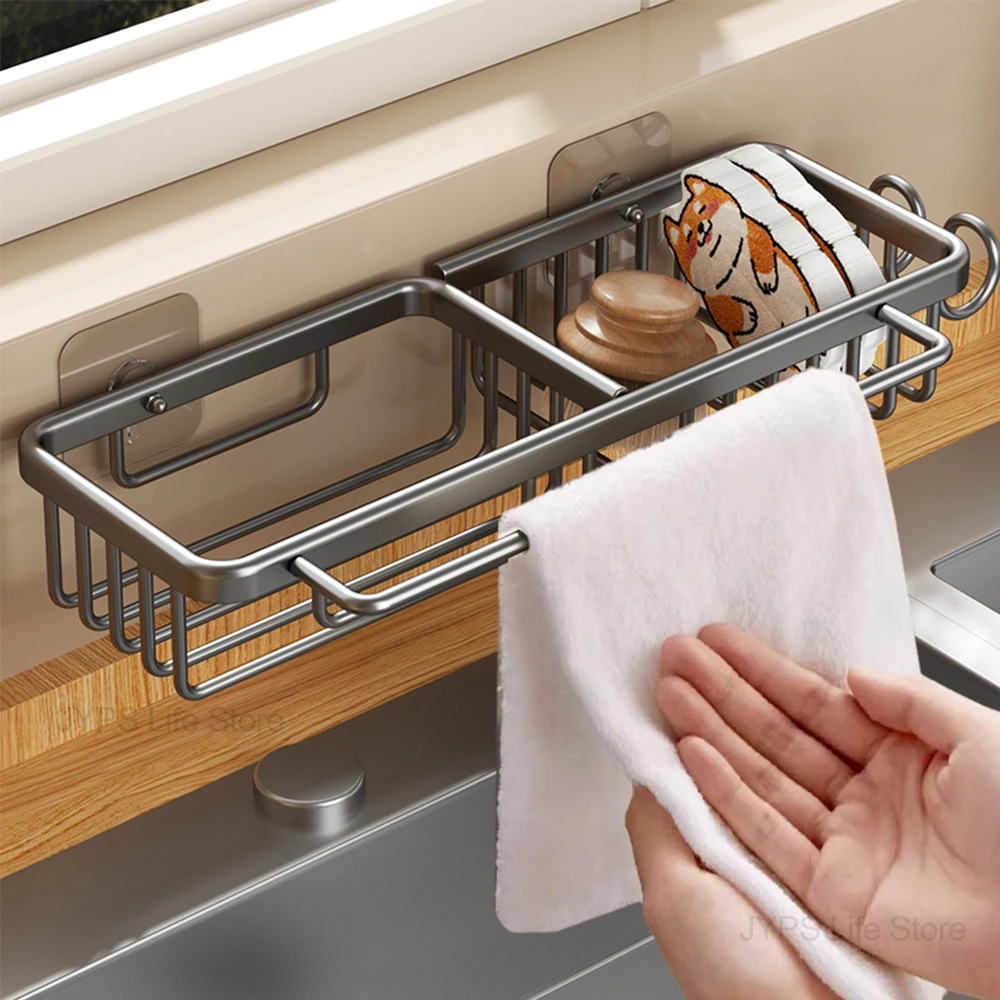 Kitchen Sink Drain Rack Organizer Self-draining Sink Shelf Soap Sponge Holder Dishcloth Towel Rack Filter Basket ﻿Bathroom Rack