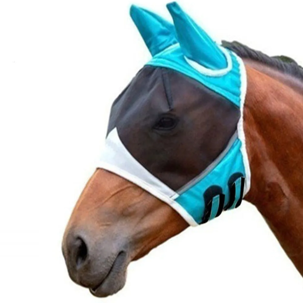 Mascarilla profesional para el cuidado de los caballos, transpirable, ajustable, antilusanos de mosca, malla de secado rápido, cubierta para la cara del caballo, uso en exteriores