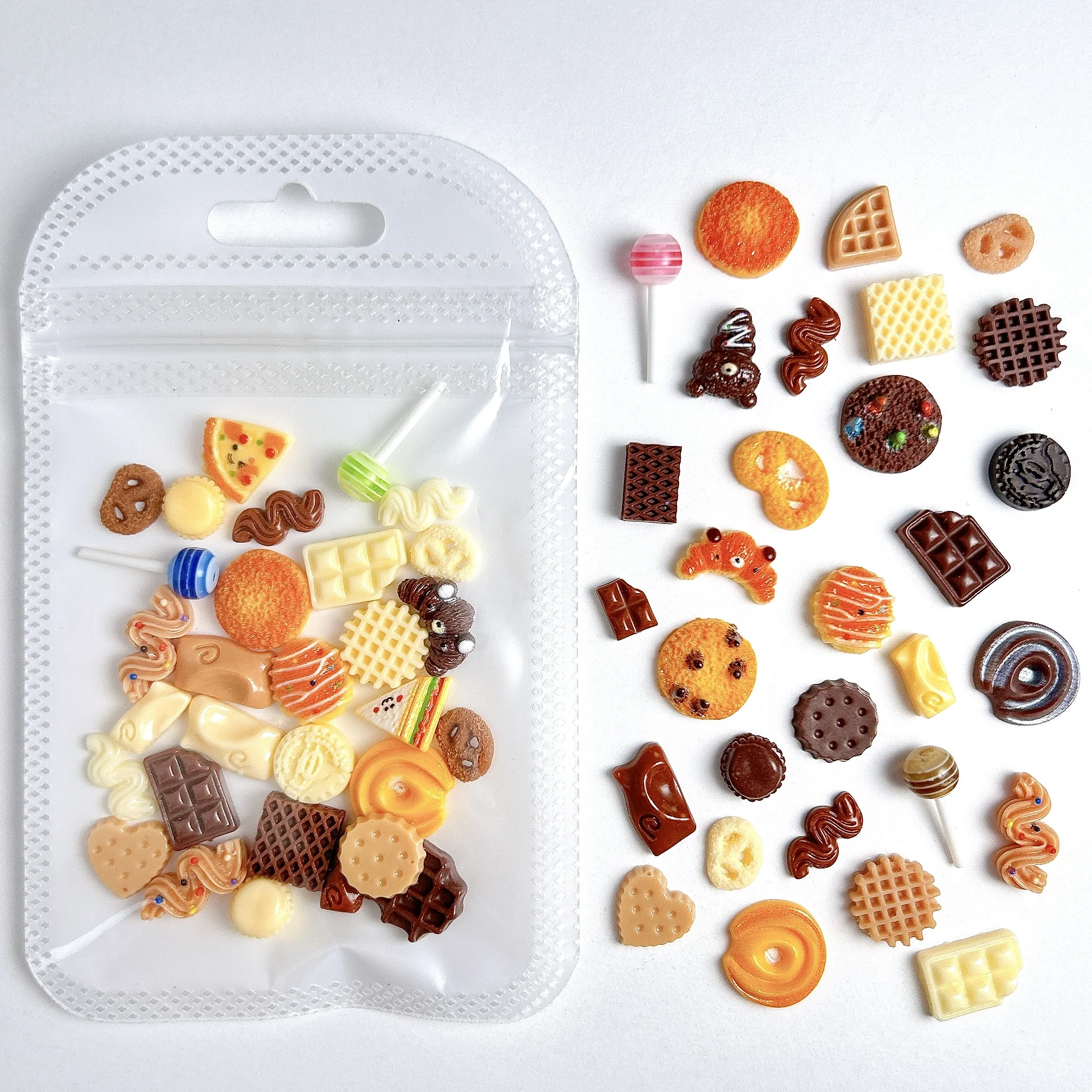 30 sztuk kreatywne urocze Smiley Pizza ozdoby do paznokci imitacja czekoladowych ciasteczek lizaki żywiczne zawieszki do paznokci DIY Manicure