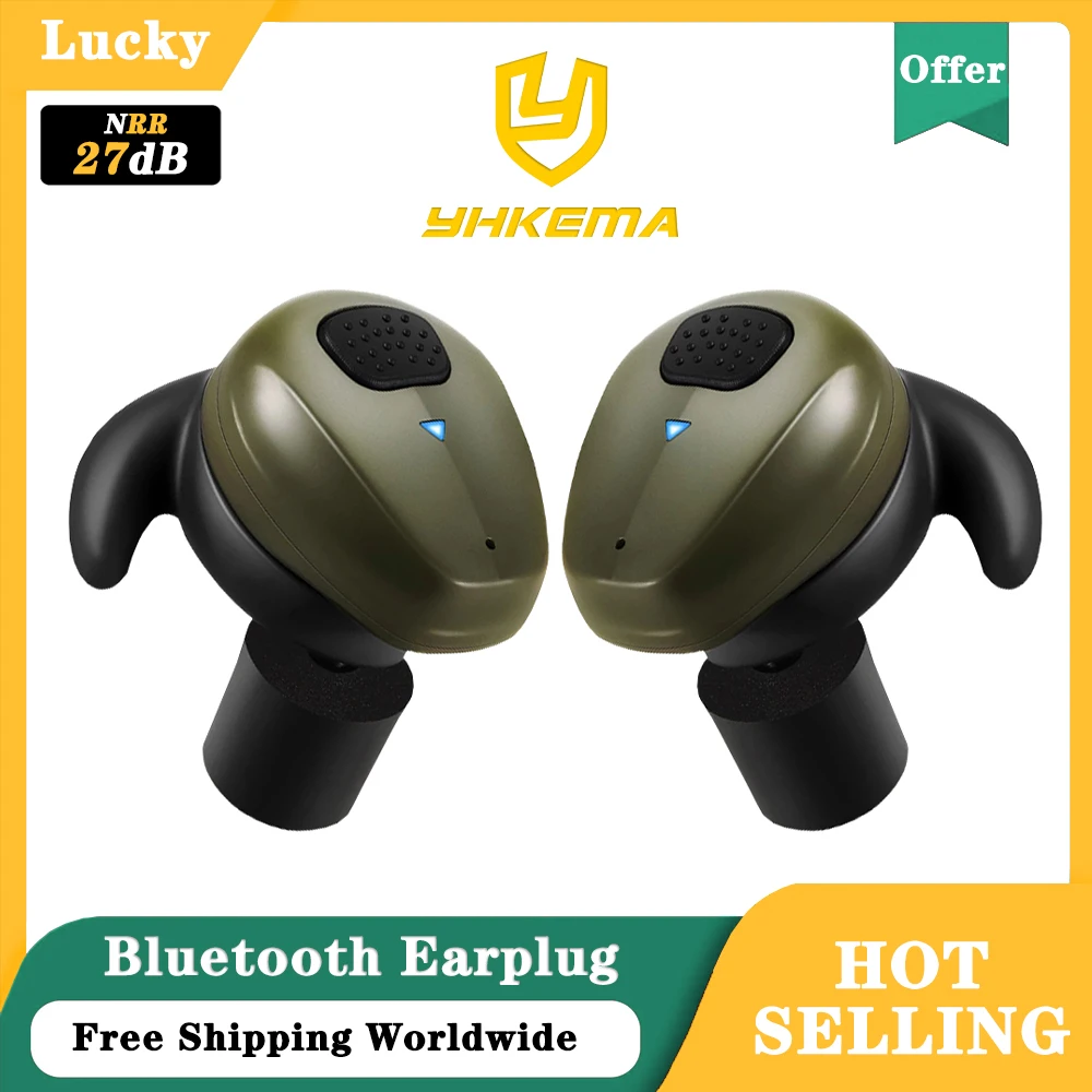 YHKEMA EB10 anti-noise earplugs rechargeable,noise reduction rating 27 NRR,for hunting shooting noise-canceling tactical headset