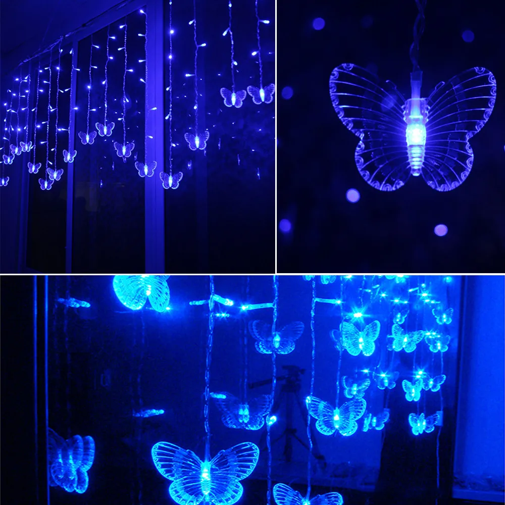 Pink Purple Butterfly LED Garland Curtain Fairy Lights String For Room Living room Home Wedding Decoration Bedroom Decorations