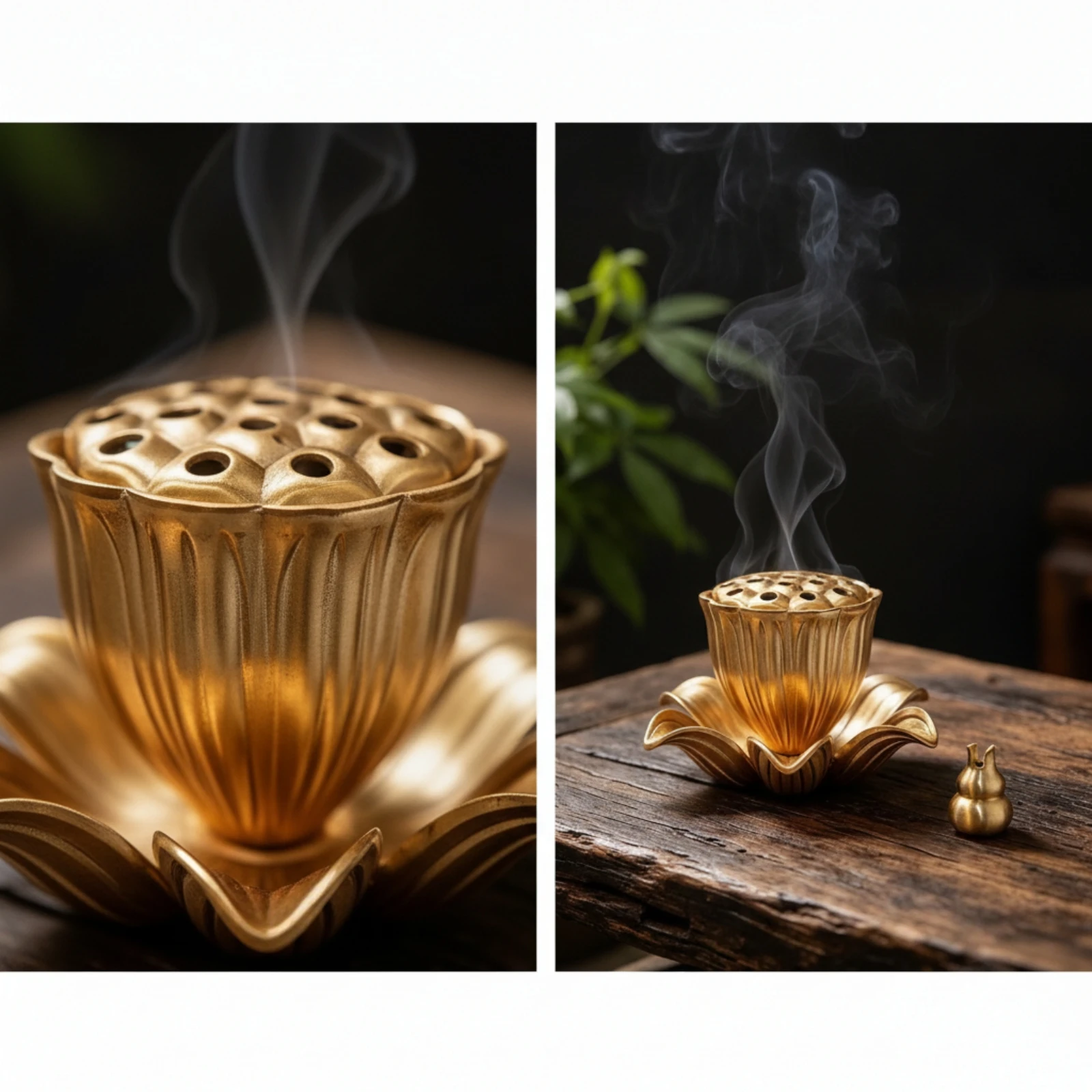 Lotus Incense Burner Perforated Incense Holder with Cover Censer Relaxing Decor Easy to Clean for Tea Room, Study
