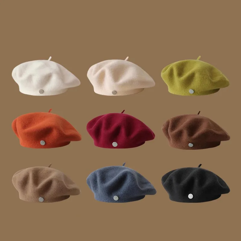 قبعة رسام فنية متعددة الوظائف للخريف والشتاء بتصميم عتيق بلون سادة للرجال والنساء #1