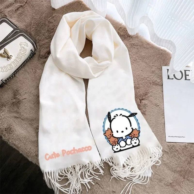 Pochacco Anime Kawaii Sanrio Ins Warme Sjaal Herfst Winter Schattige Cartoon Dikke Winddichte Nek Bescherming Student Geschenken Voor Kinderen