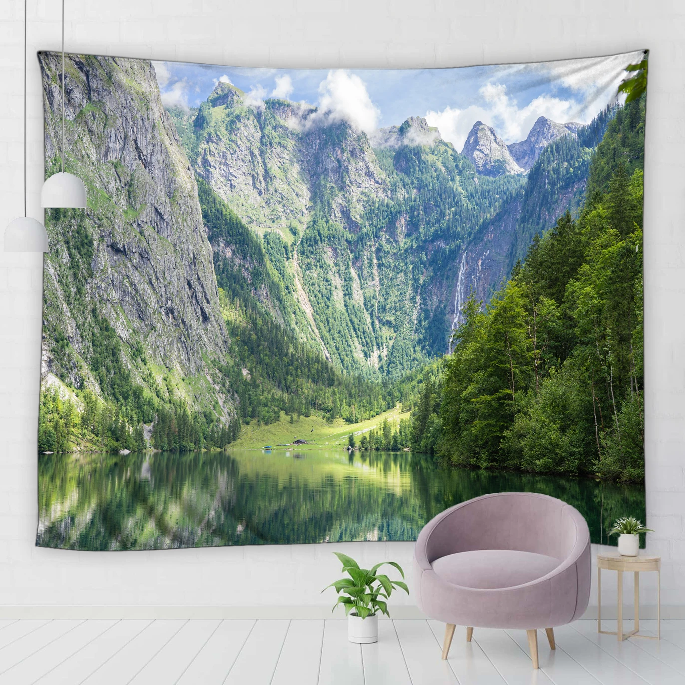 Mountain Tapestry Valley Rural Scenery Wall Hanging for Bedroom Living Room Dorm Natural Scenery Polyester Fabric Home Decor