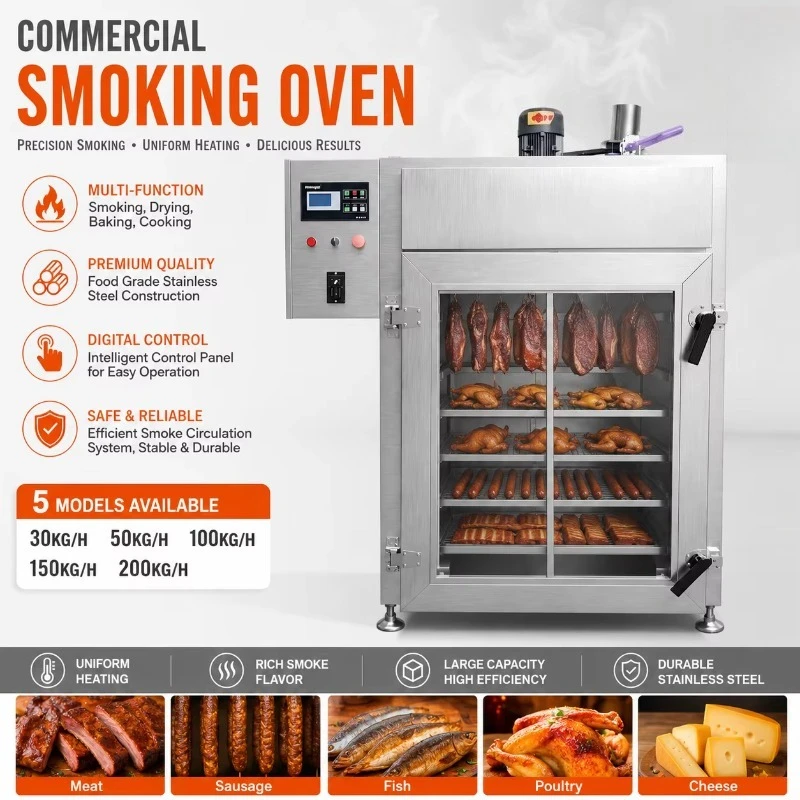 Multifunctional Food Smoking Machine Smoke Dry Cook 3‑In‑1 Design For Seafood Poultry Meat Multi‑Purpose Commercial Processing
