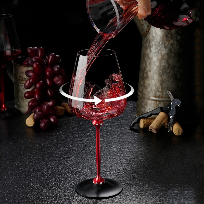 Creative Rotating Glass Wine Glasses Durable Whiskey Brandy Cocktails Juice Stress Relief Crystal Goblet for Party Home Bar