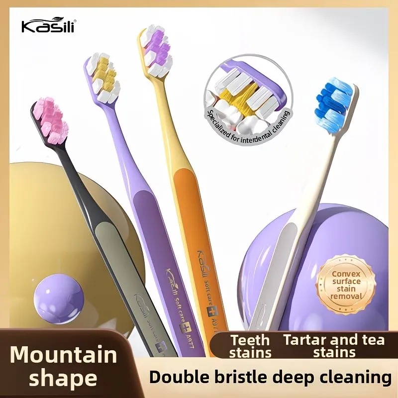 2pcs Mountain Style Stain Remover Toothbrush, Deep Cleaning Teeth, Hard Bristles, Caring for Gums, High Aesthetic Value
