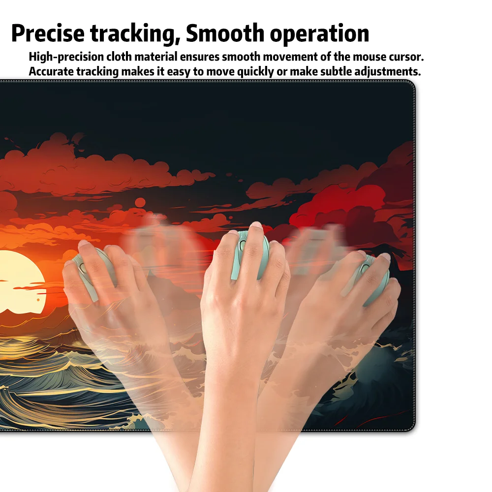 Imagem -03 - Estilo de Pintura Japonesa Oceano Pôr do Sol Estilo Literário Mouse Pad Interruptor Desktop Almofada de Mesa do Computador