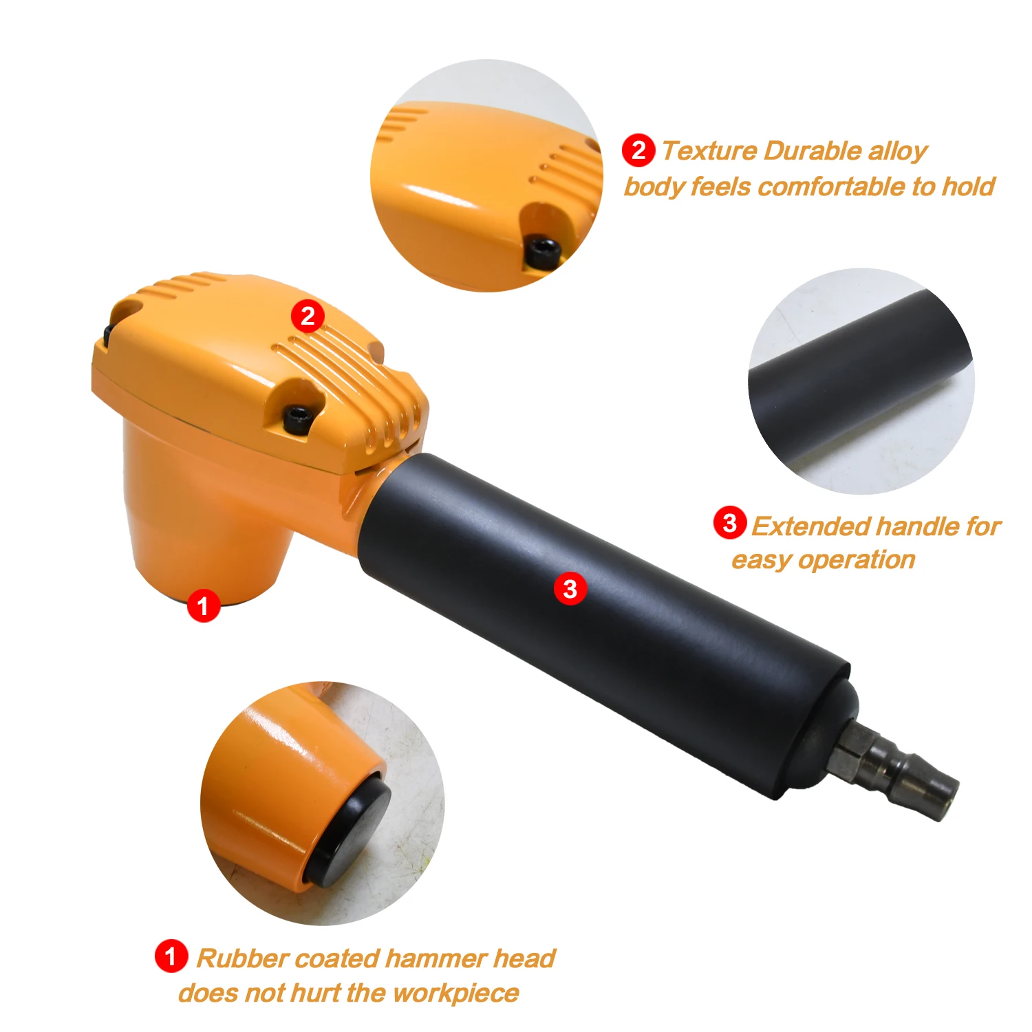 

Pneumatic Hammers with 6 Tips Different Hardness Hammer Heads Air Palm Hammer