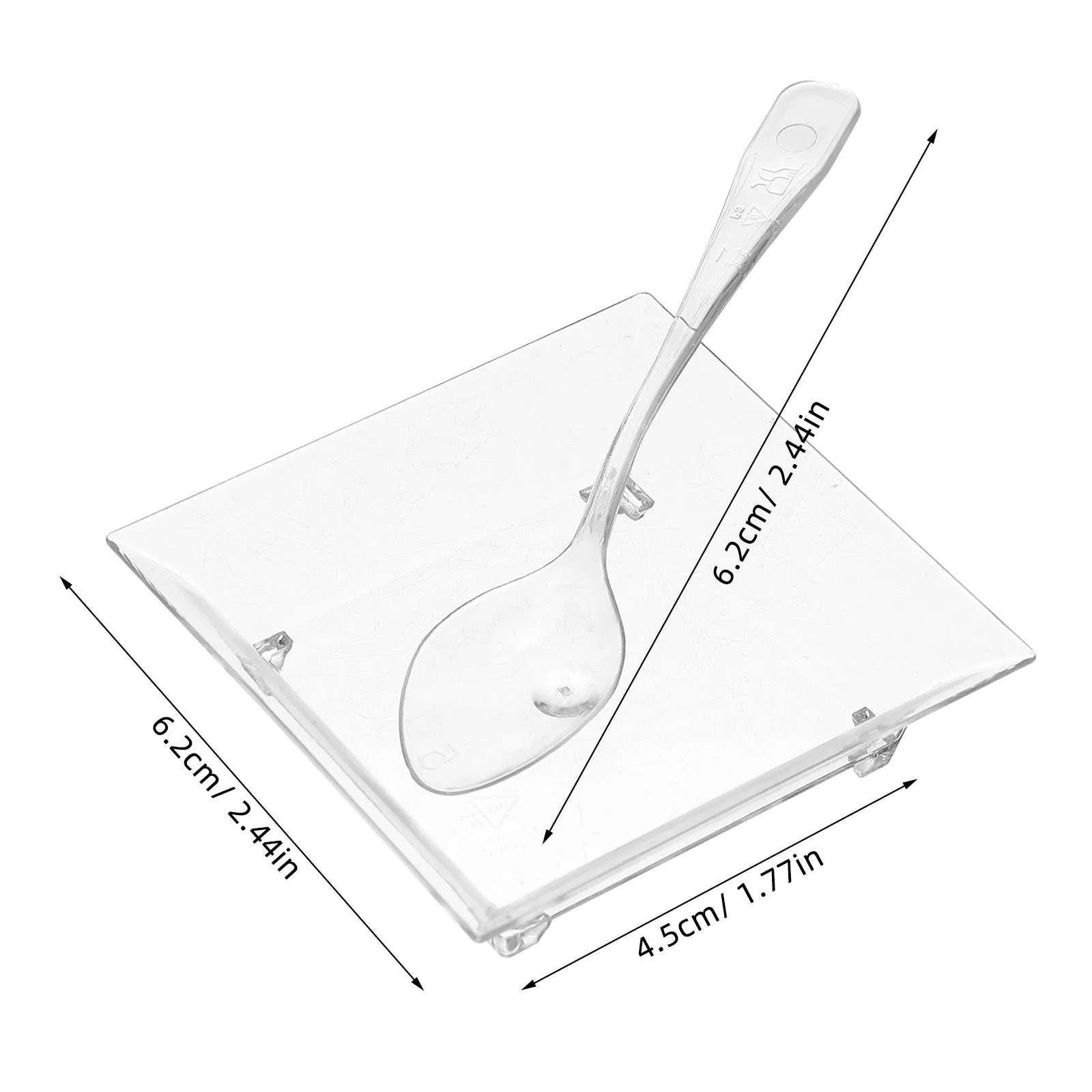 100 قطعة أطباق حلوى حلوة مجموعة أطباق صغيرة مربعة شفافة 6.2X4.5X1.6 سنتيمتر لحفلات الزفاف وجبة خفيفة تخدم صواني المقبلات البلاستيكية