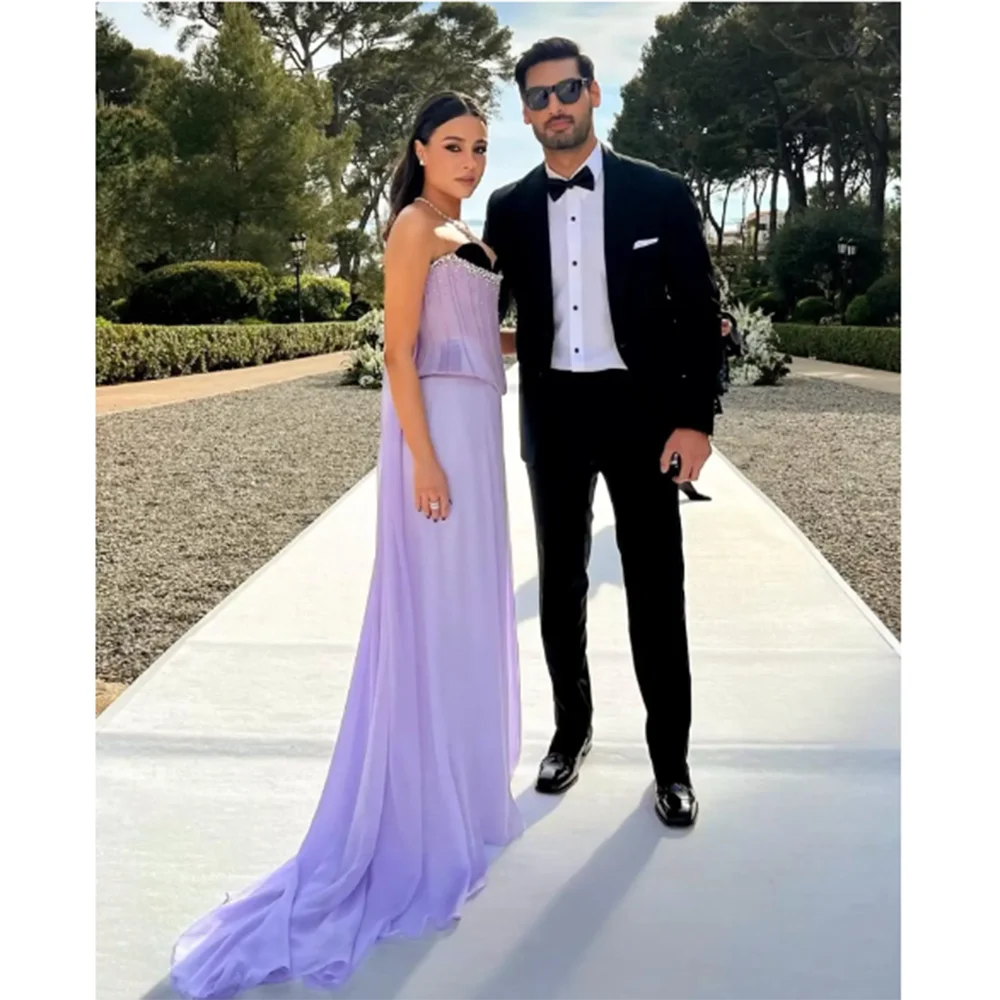 2024 Fashion Chic Light Purple Wedding Party Dresses Sweetheart Sleeveless A-Line Shiny High Quality Elegant Women Prom Gowns