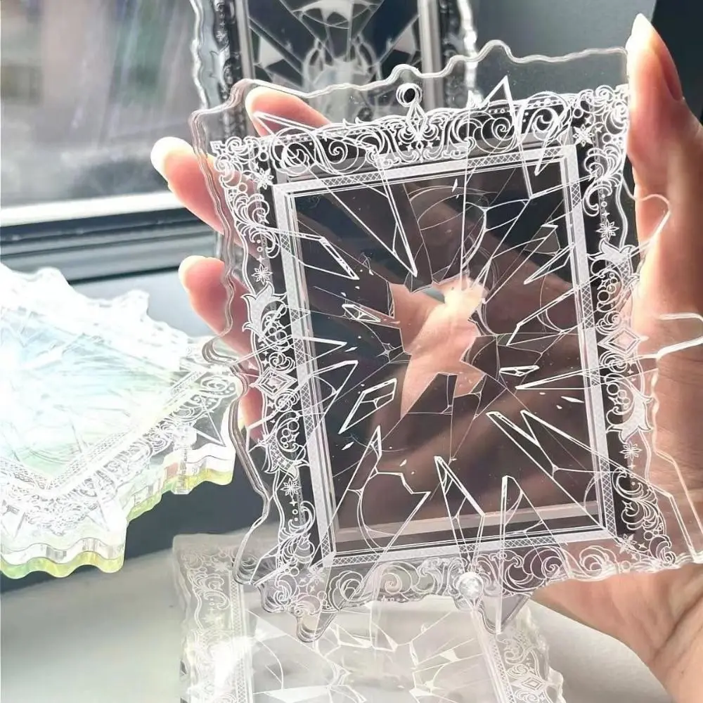 Kawaii Broken Mirror Idol Card Display Stand Waterproof Dustproof Photo Card Holder Acrylic INS Card Protective Case Room Decor