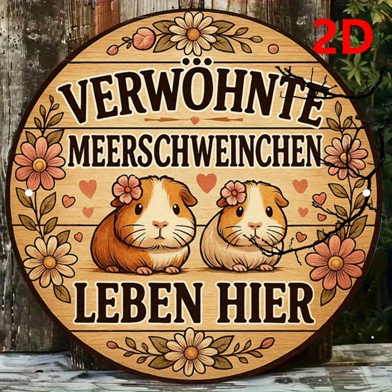2D Flat - 1pc Vintage Guinea Pig Plaque - German Text 