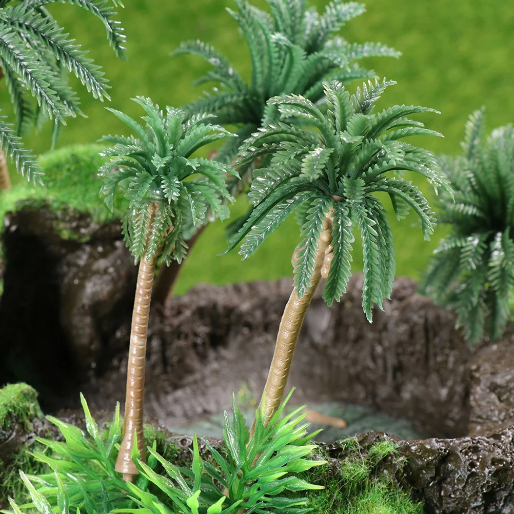 Artificial Coconut Tree Scenery Decorations Faux Trees Plastic Sandbox Models Small Table Diorama Accessories