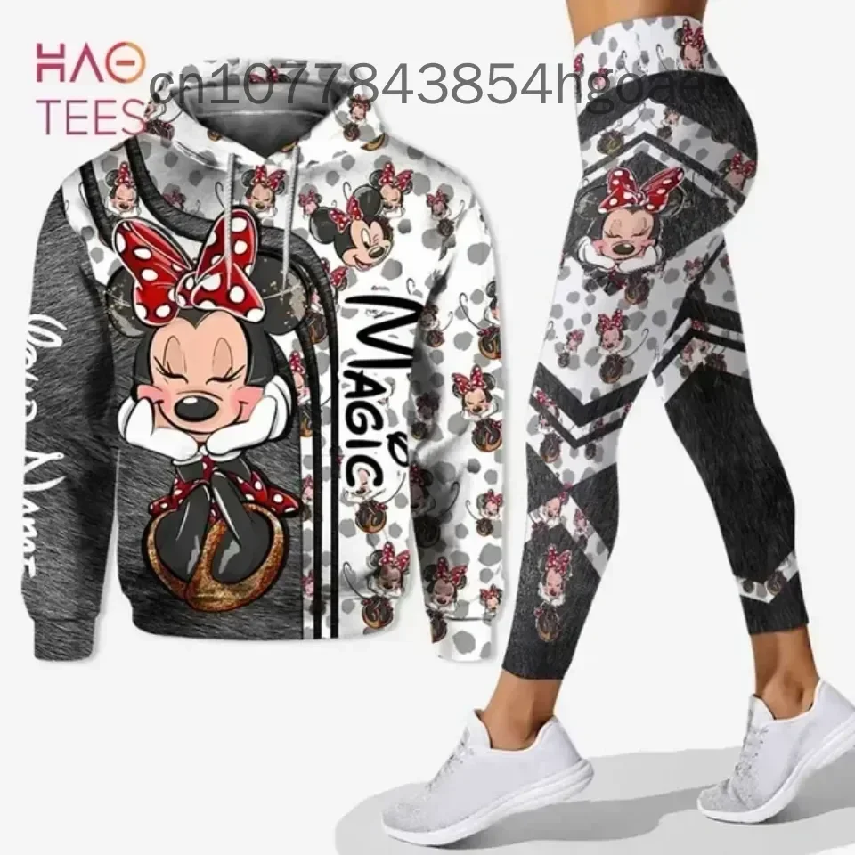 Disney Minnie 3D Hoodie Women's Hoodie Set Mickey Yoga Pants Sweatpants Women's Yoga Hoodie Leggings Fashion Tracksuit