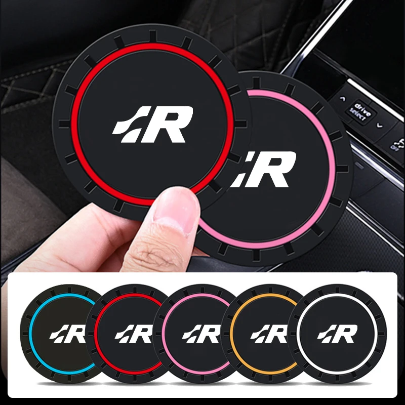 

2pcs Car Silicone Non-slip Water Coaster Cup Holder Bottle Mats For VW R Tiguan CC Jetta Polo Golf Passat Scirocco T-ROC Touareg