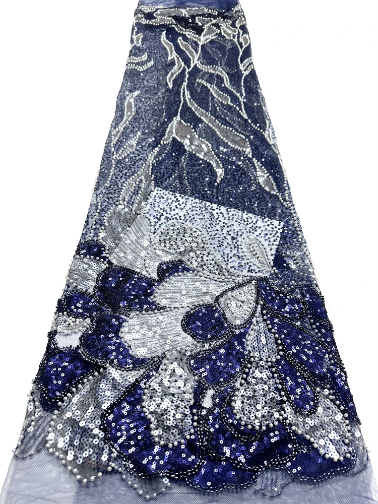 

Модная французская кружевная ткань с пайетками 2026 года, высококачественная африканская ткань с бисером, нигерийская вышитая ткань для вечерних платьев и шитья