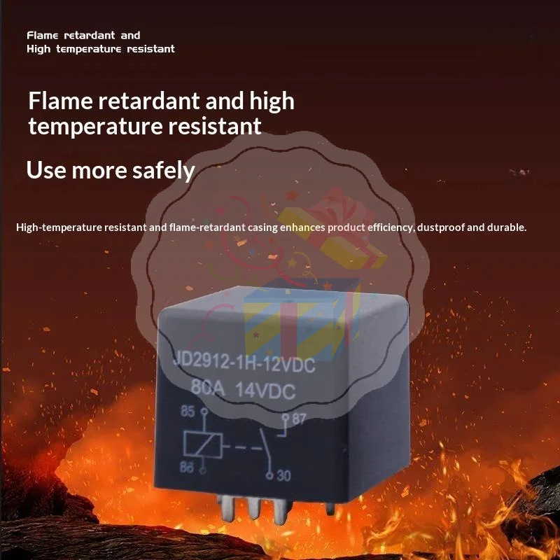 Car Relay 80A 12VDC 4P 5P Sharp Pin for 24V Off Road Vehicle Light Welded Conversion