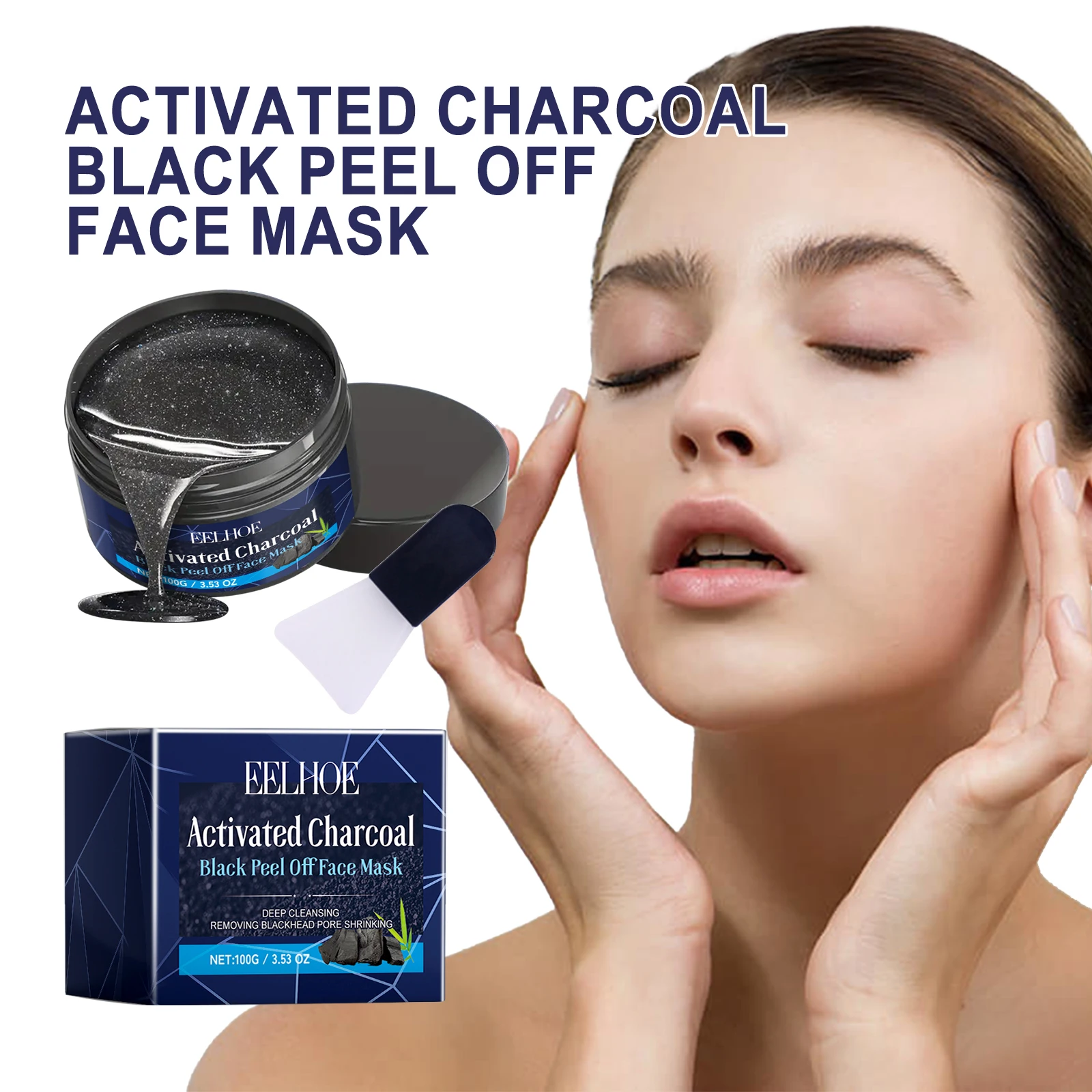 

EELHOE Угольная глубоко очищающая маска, очищающая черные точки, компактная маска для разглаживания пор, разрывающая кожу