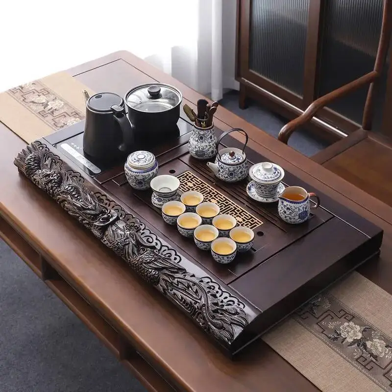 Living Room Luxury Tea Tray Magnetic Drainage Accessories Pot Decorative Tea Tray Wooden Plate Bandeja Madera Home Products