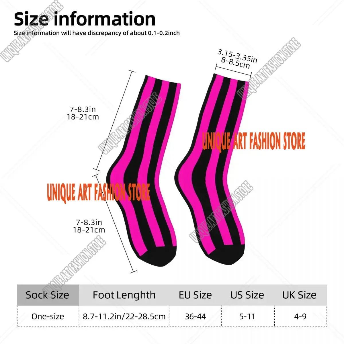 Neon Pink And Black Vertical Stripes Socks Harajuku High Quality Stockings All Season Long Socks for Unisex Christmas Gifts