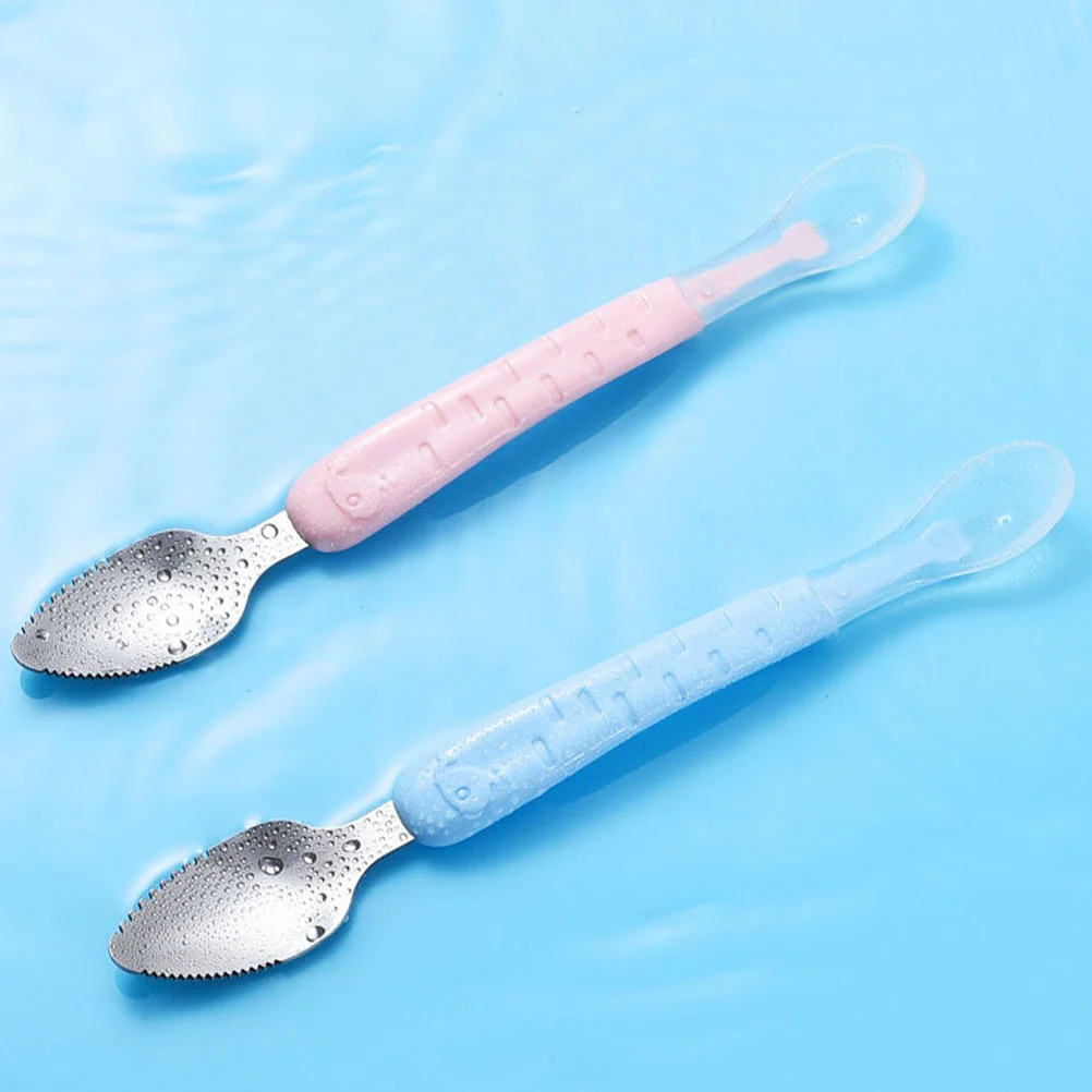 2 Pcs Scraper Spoon Infant Tableware Grapefruit Spoons Baby Training Utensils Self Feeding Toddler Kids Scoop Scraping Mini