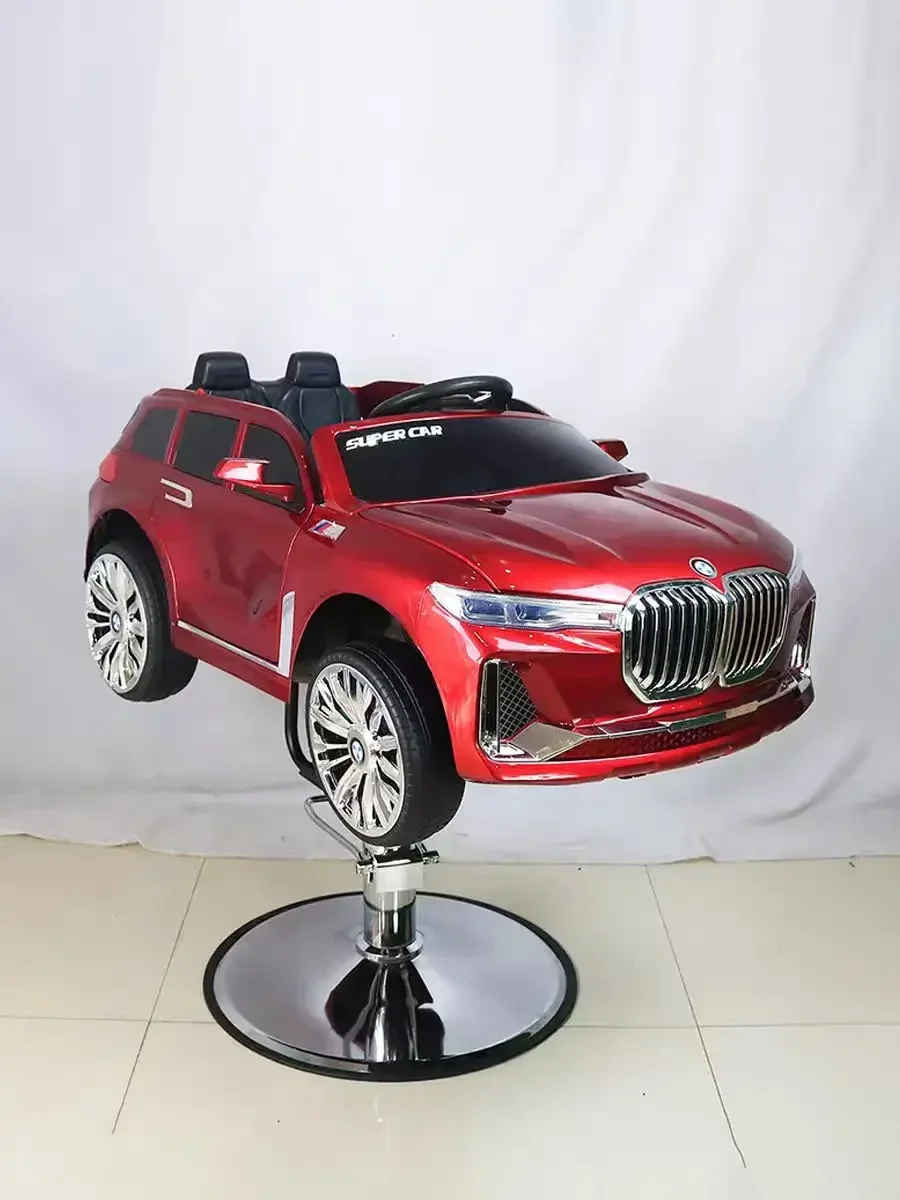 Kursi Pangkas Rambut Anak Model Kartun Roda Hitam, Furnitur Salon, Bahan Logam Stainless Steel untuk Bayi dan Anak-Anak